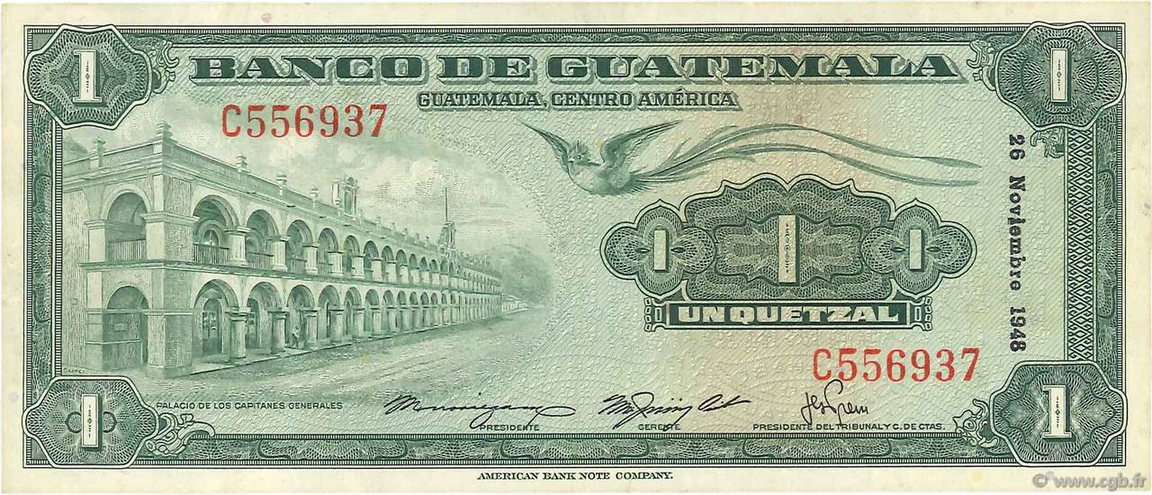 1 Quetzal GUATEMALA  1948 P.024a TTB