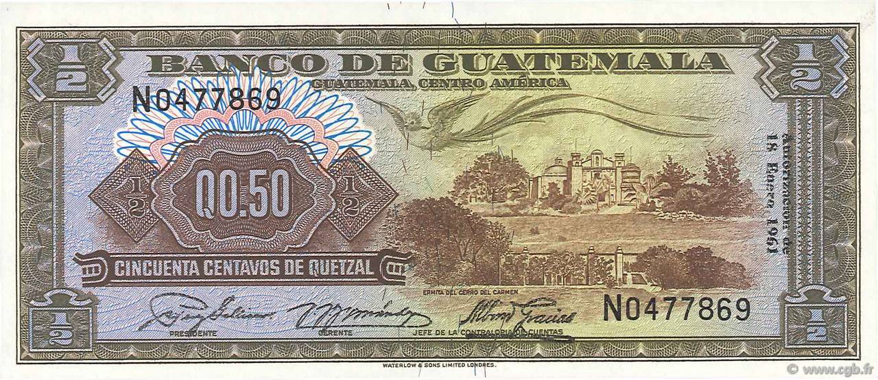 1/2 Quetzal GUATEMALA  1961 P.041c NEUF