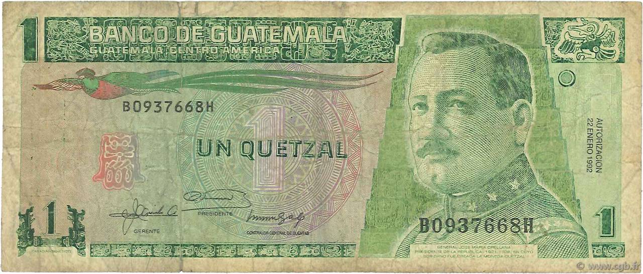 1 Quetzal GUATEMALA  1992 P.073c B