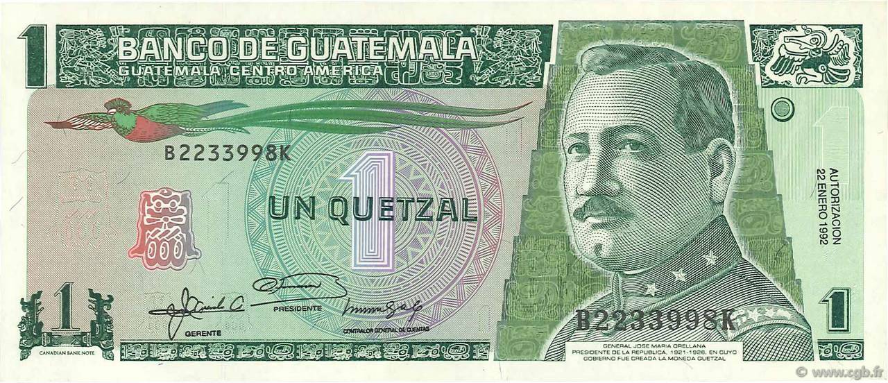 1 Quetzal GUATEMALA  1992 P.073c UNC-