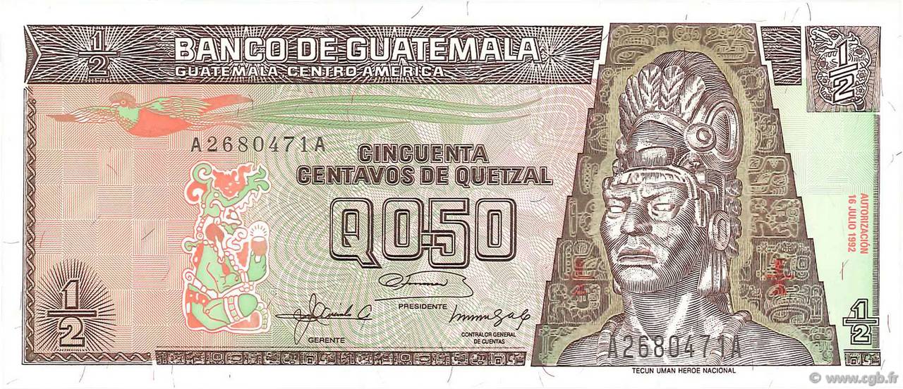 1/2 Quetzal GUATEMALA  1992 P.079 NEUF