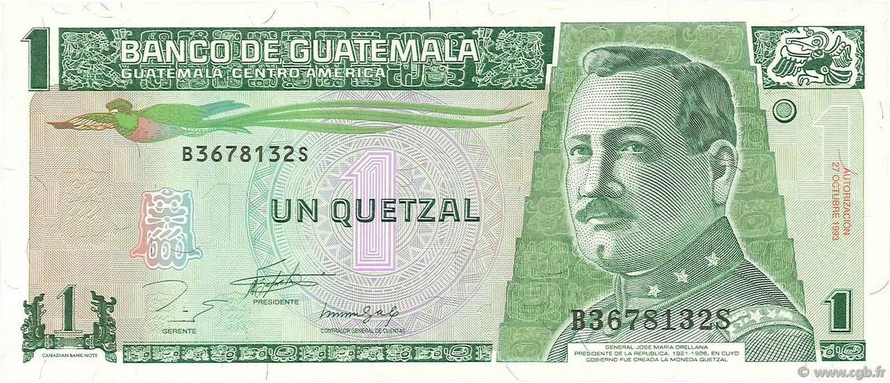 1 Quetzal GUATEMALA  1993 P.087a UNC