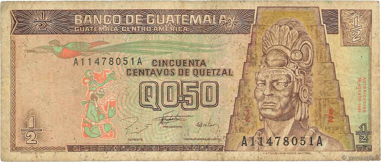 1/2 Quetzal GUATEMALA  1996 P.096a B