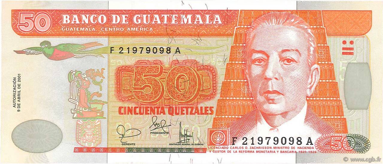 50 Quetzales GUATEMALA  1998 P.105 NEUF