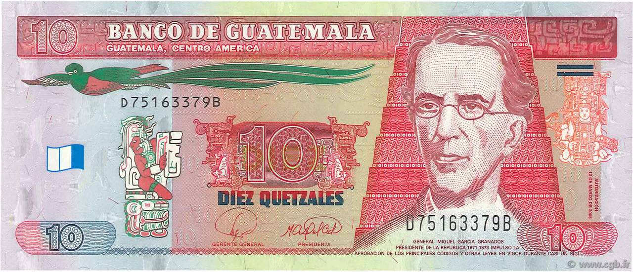 10 Quetzales GUATEMALA  2008 P.117 UNC
