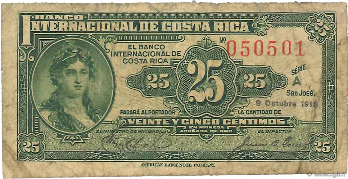 25 Centimos COSTA RICA  1916 P.156a B