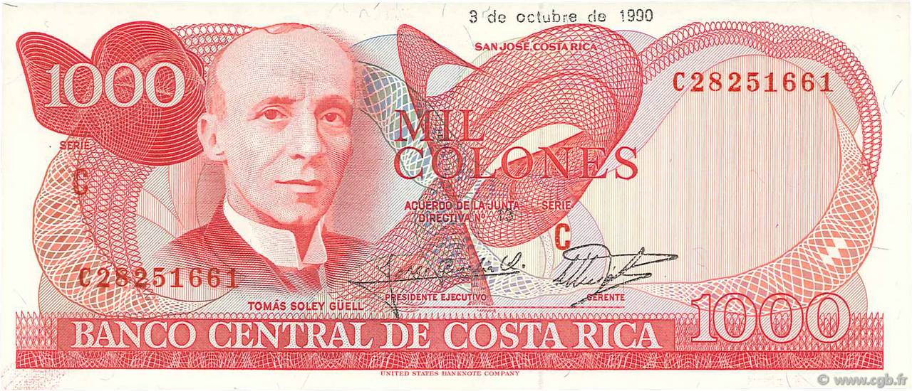 1000 Colones COSTA RICA  1992 P.259a NEUF