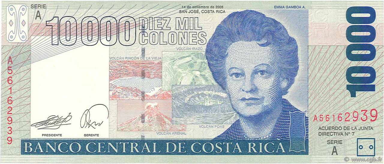 10000 Colones COSTA RICA  2005 P.267d fST+