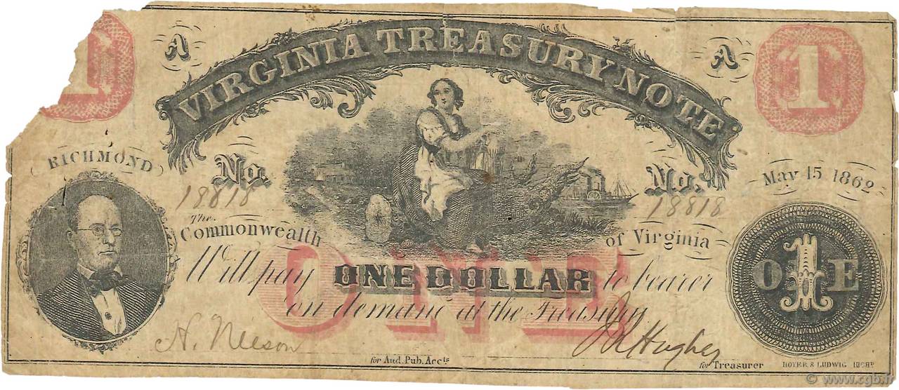 1 Dollar ÉTATS-UNIS D AMÉRIQUE Richmond 1862 PS.3681a B