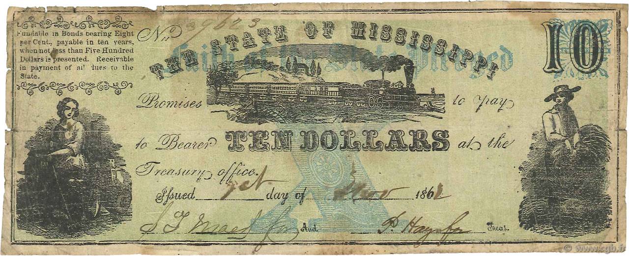 10 Dollars ÉTATS-UNIS D AMÉRIQUE  1862 PS.1387c pr.TB