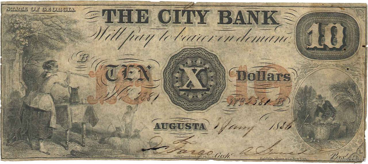 10 Dollars ÉTATS-UNIS D AMÉRIQUE  1866 Haxby.G.08a pr.TB