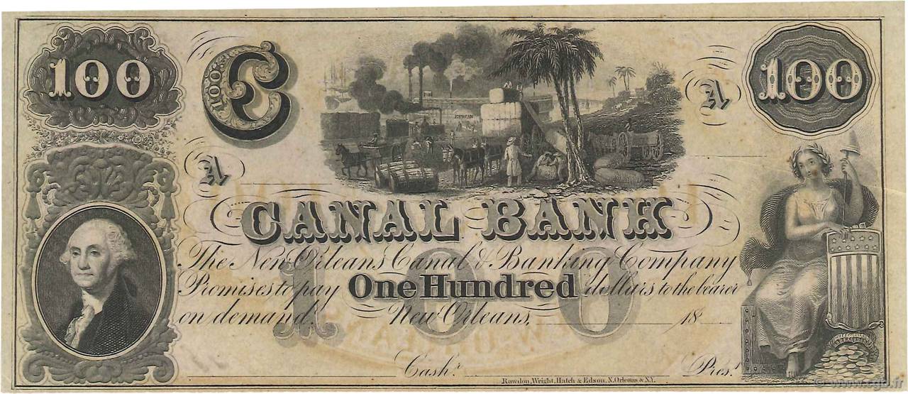 100 Dollars ÉTATS-UNIS D AMÉRIQUE Nouvelle Orléans 1850 Haxby.G.60a SPL