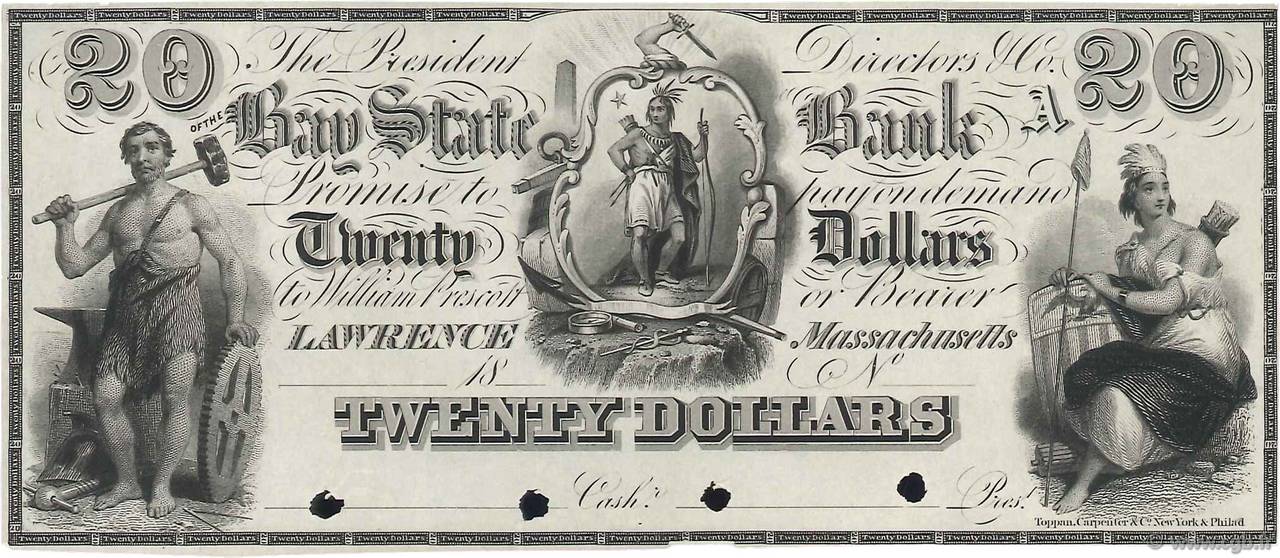 20 Dollars ÉTATS-UNIS D AMÉRIQUE Lawrence 1847 Haxby.G.14 SPL