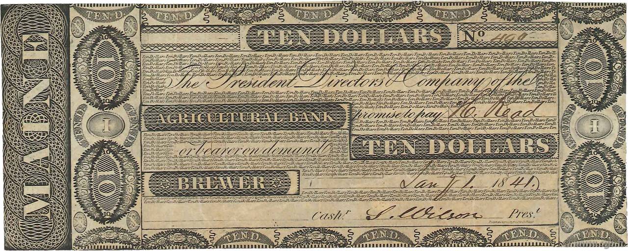 10 Dollars ÉTATS-UNIS D AMÉRIQUE Brewer 1841 Haxby.G.14 TTB