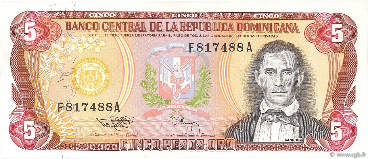 5 Pesos Oro RÉPUBLIQUE DOMINICAINE  1994 P.146a q.FDC