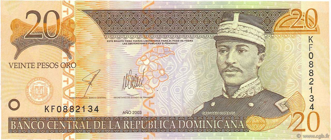 20 Pesos Oro RÉPUBLIQUE DOMINICAINE  2003 P.169c NEUF