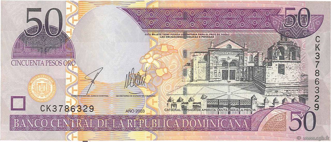 50 Pesos Oro RÉPUBLIQUE DOMINICAINE  2003 P.170c TTB