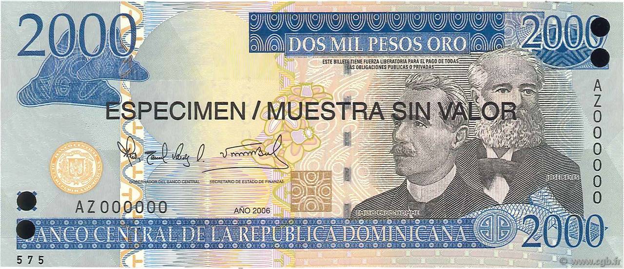 2000 Pesos Oro Spécimen RÉPUBLIQUE DOMINICAINE  2006 P.181s1 UNC