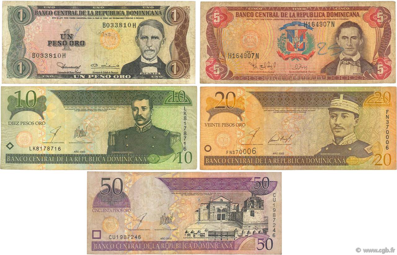 Lot de 5 billets RÉPUBLIQUE DOMINICAINE  1960 P.LOT B