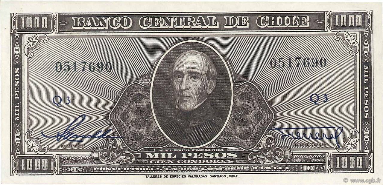 1000 Pesos - 100 Condores CHILI  1947 P.116 SPL