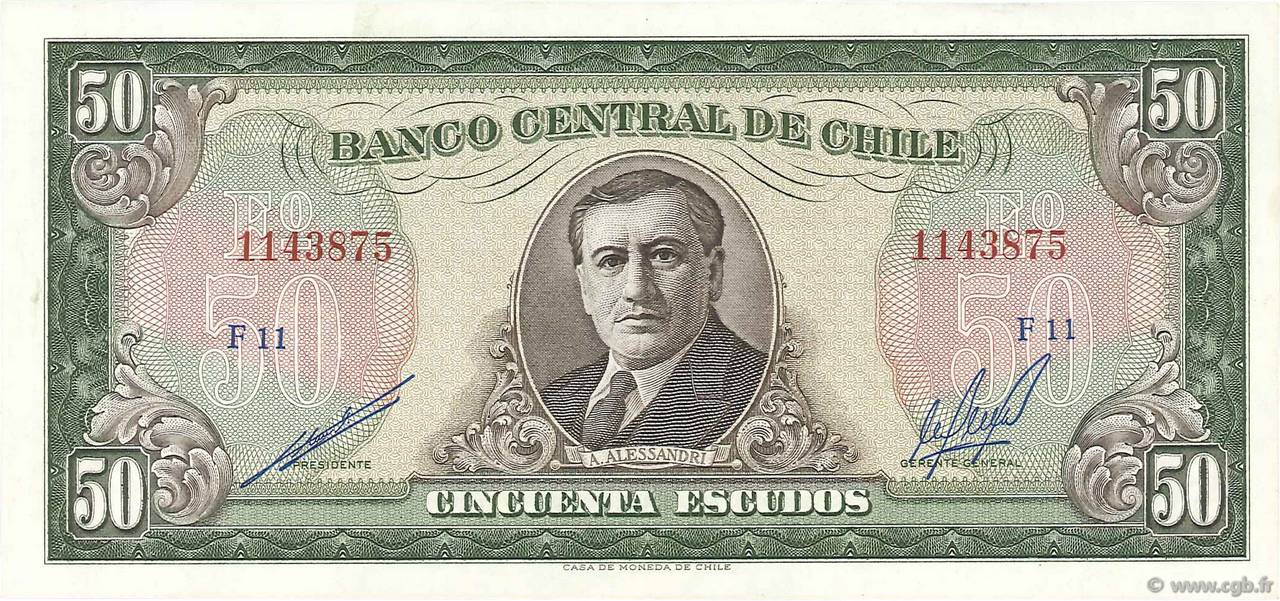50 Escudos CHILI  1964 P.140b SUP