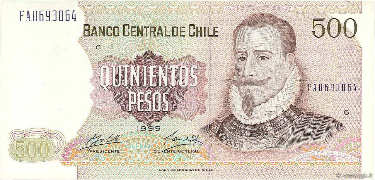 500 Pesos CHILI  1995 P.153e TTB