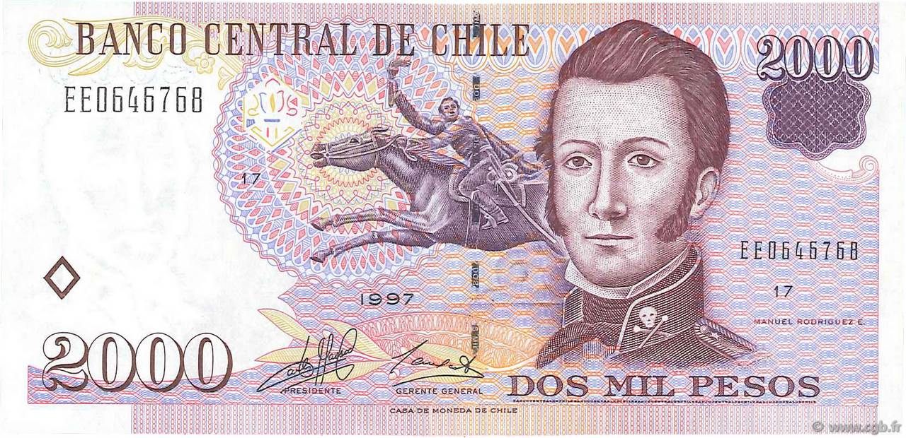 2000 Pesos CHILI  1997 P.158a SPL+