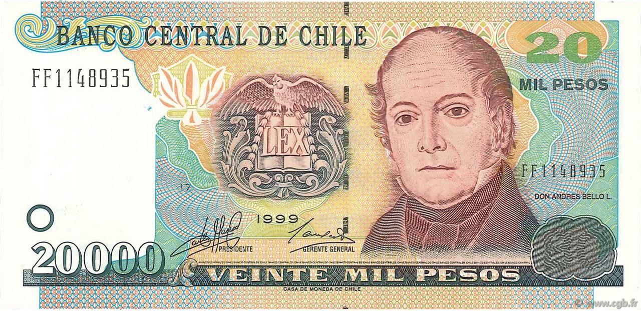 20000 Pesos CHILI  1999 P.159a NEUF