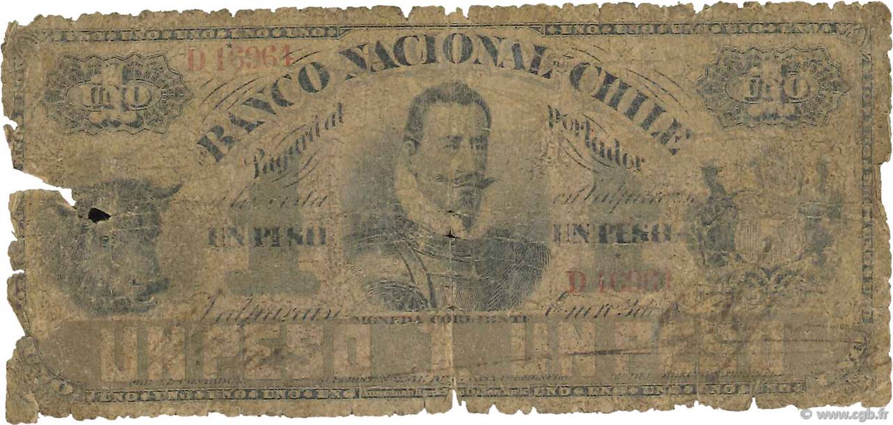 1 Peso CHILI  1878 PS.331 AB