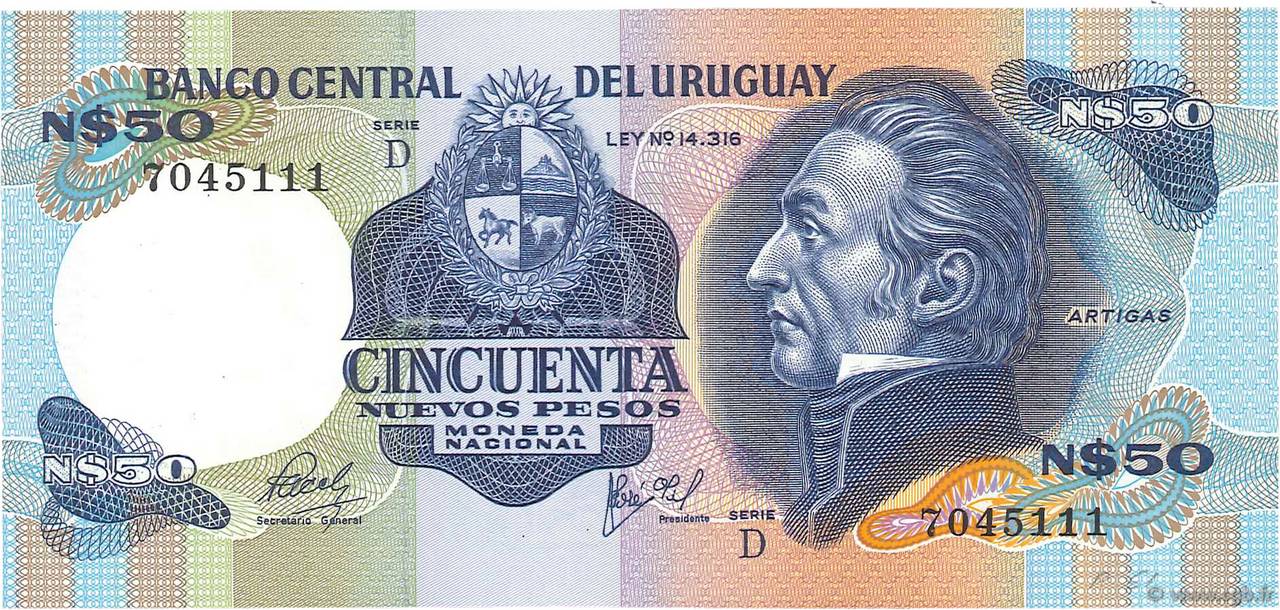 50 Nuevos Pesos URUGUAY  1981 P.061c FDC