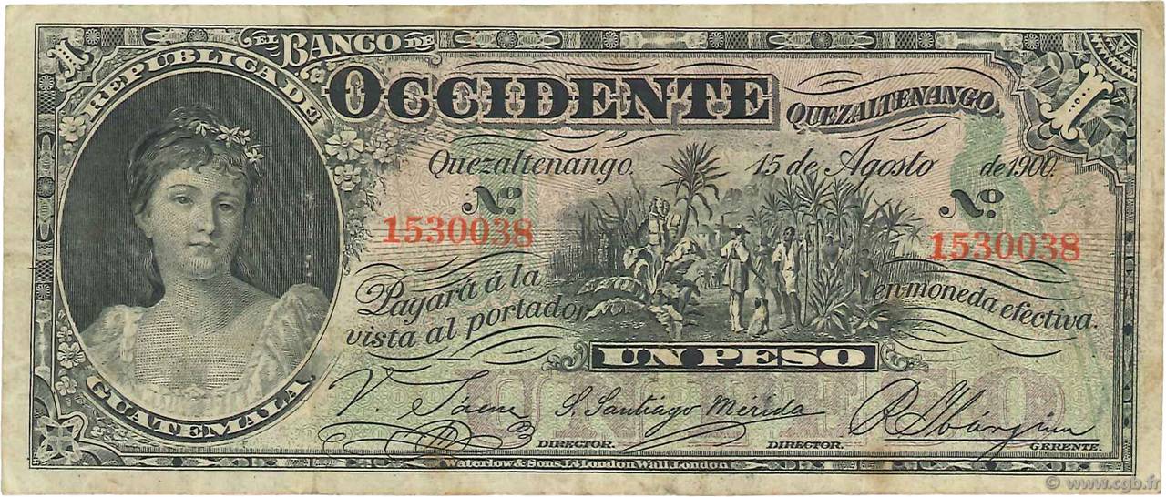 1 Peso GUATEMALA  1900 PS.175a TB+