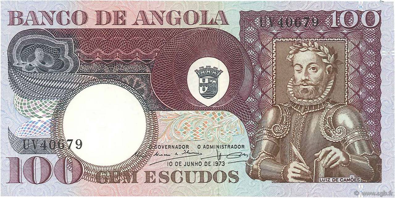 100 Escudos ANGOLA  1973 P.106 FDC