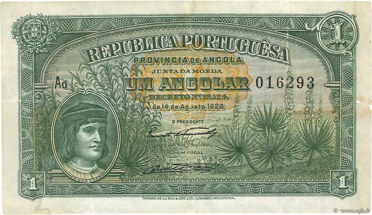1 Angolar ANGOLA  1926 P.064 MBC