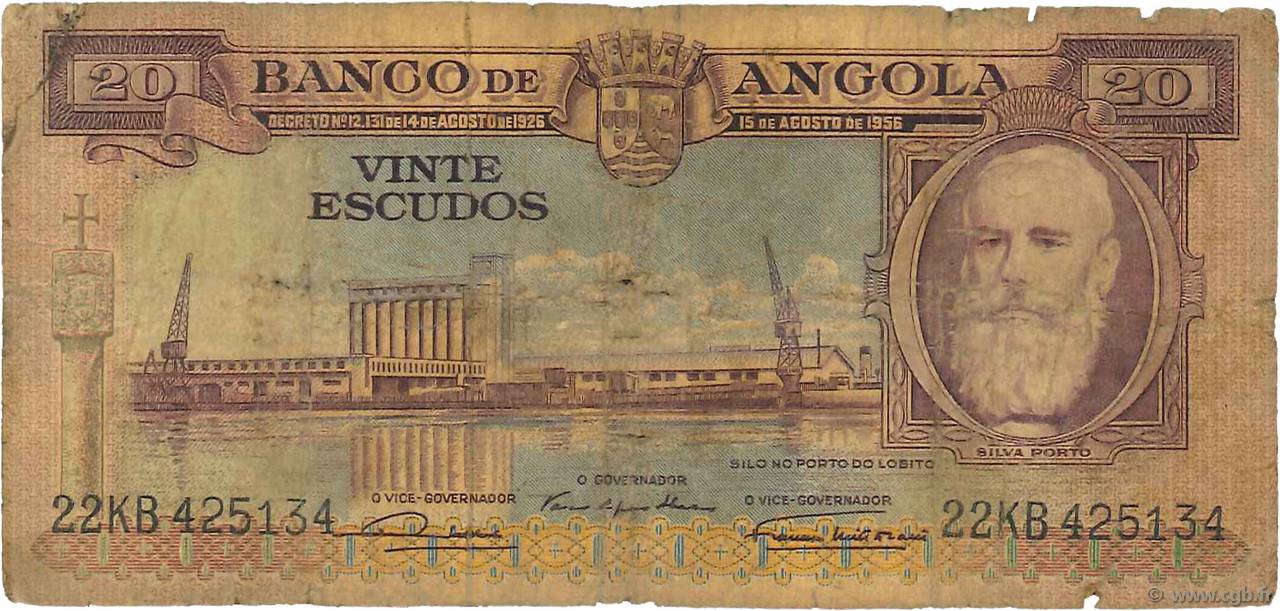 20 Escudos ANGOLA  1956 P.087 pr.B