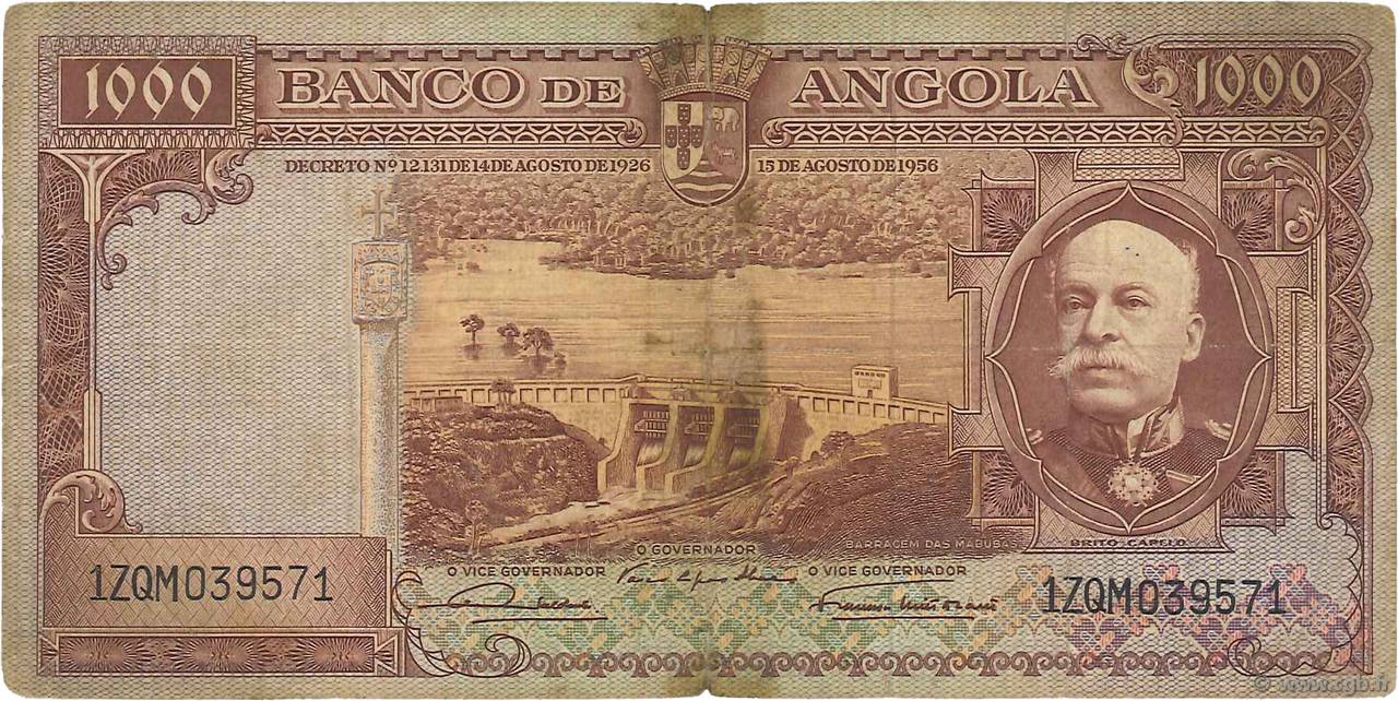 1000 Escudos ANGOLA  1956 P.091 B