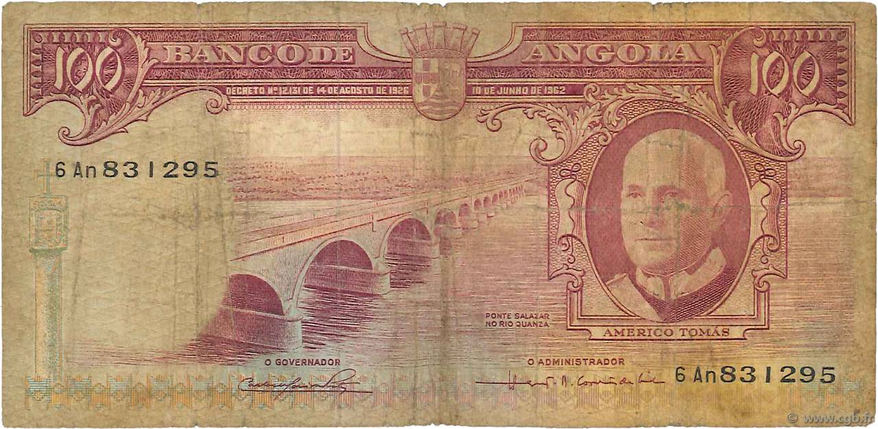 100 Escudos ANGOLA  1962 P.094 RC