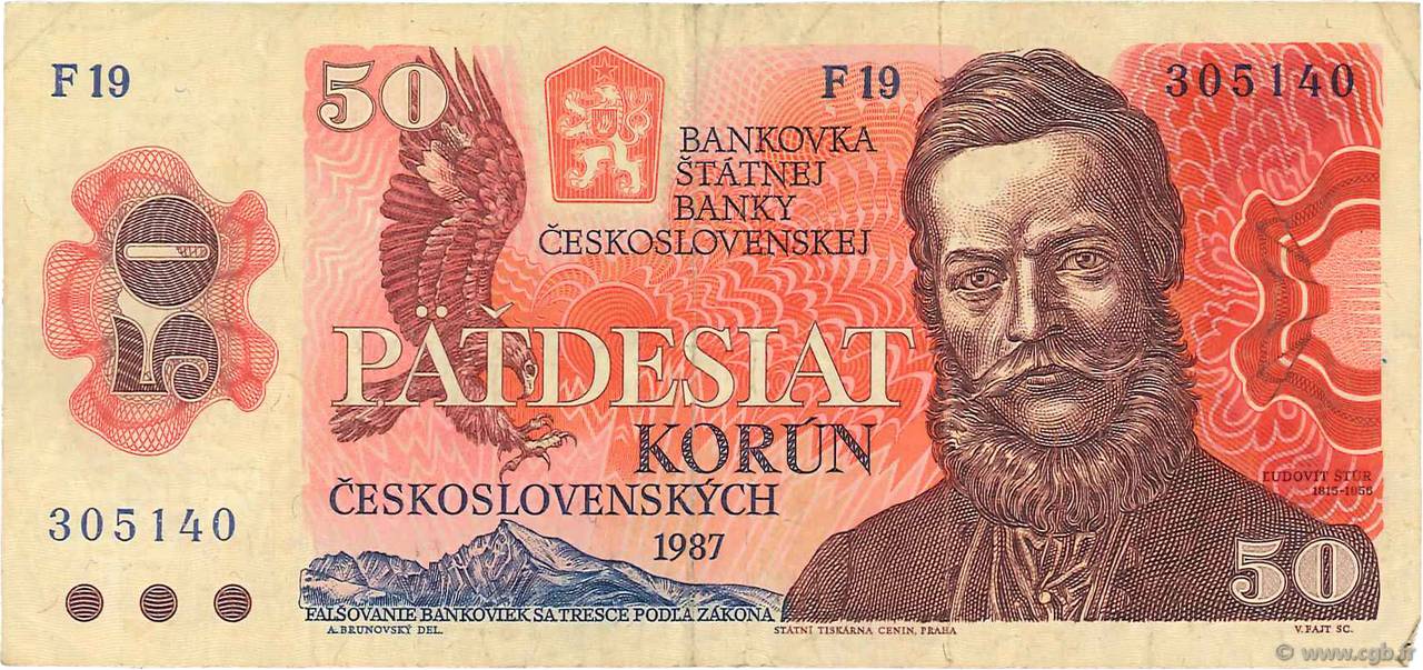 50 Korun CZECHOSLOVAKIA  1987 P.096a F+