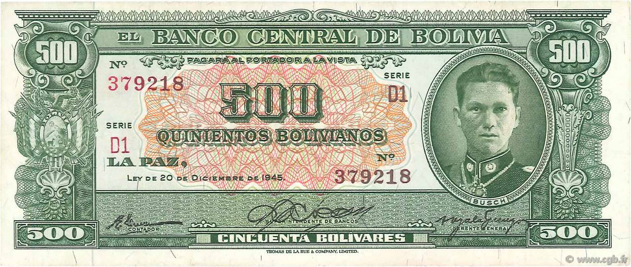 500 Bolivianos BOLIVIE  1945 P.148 SUP