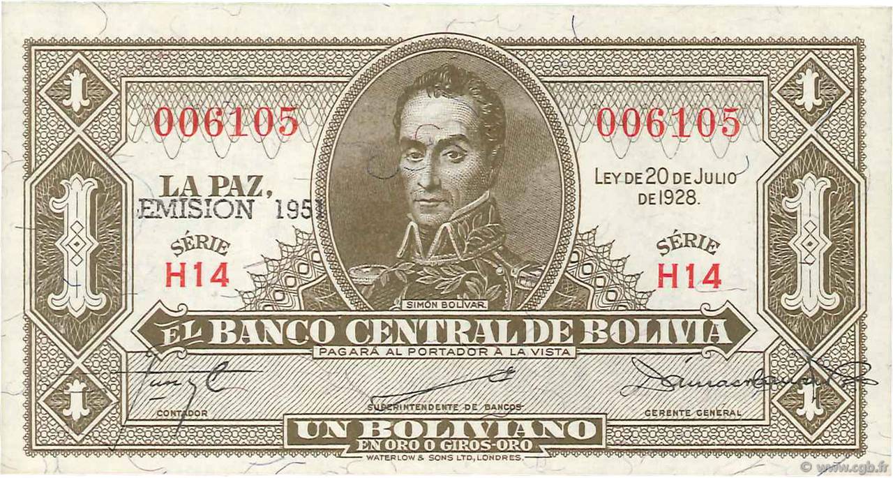 1 Boliviano BOLIVIE  1928 P.128b pr.NEUF