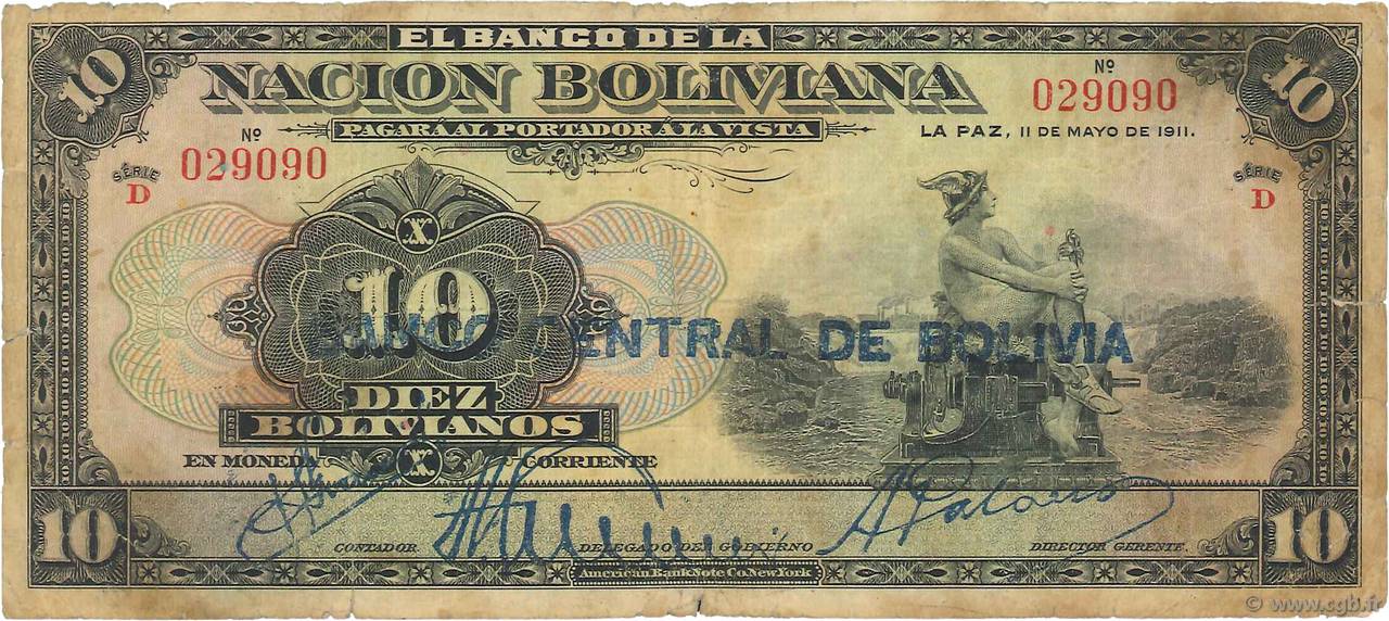 10 Bolivianos BOLIVIE  1929 P.114a B