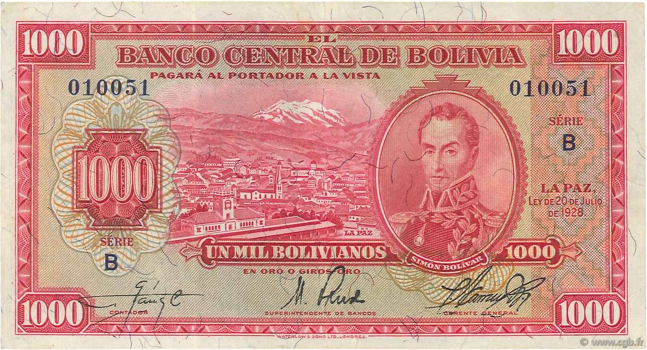 1000 Bolivianos BOLIVIA  1928 P.135 SPL