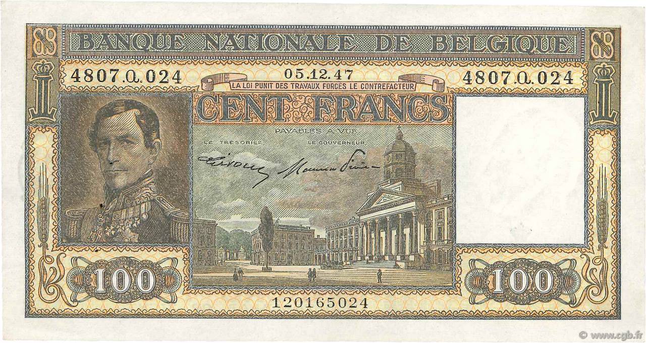 100 Francs BELGIUM  1947 P.126 XF