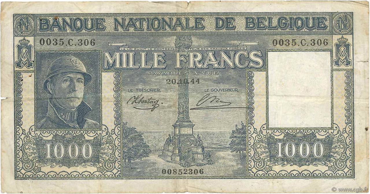 1000 Francs BELGIUM  1944 P.128a VG