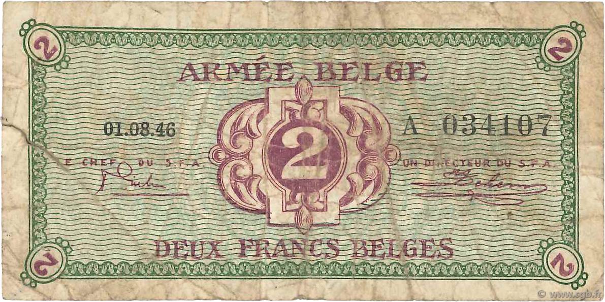 2 Francs BELGIUM  1946 P.M2a G