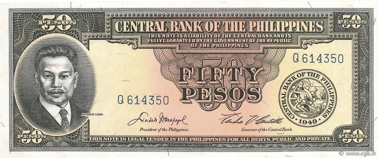 50 Pesos PHILIPPINES  1949 P.138d pr.NEUF