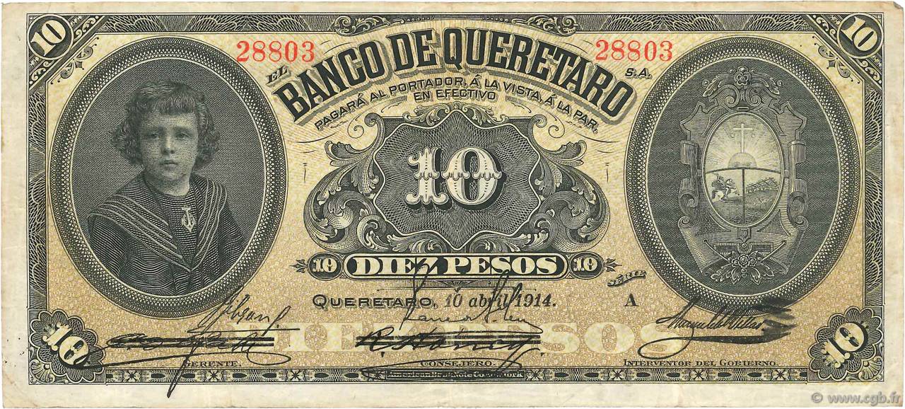 10 Pesos MEXIQUE Queretaro 1914 PS.0391b TTB