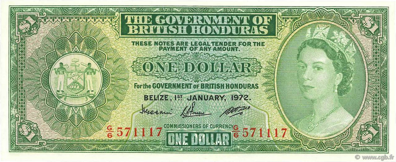 1 Dollar HONDURAS BRITANNIQUE  1972 P.28c NEUF