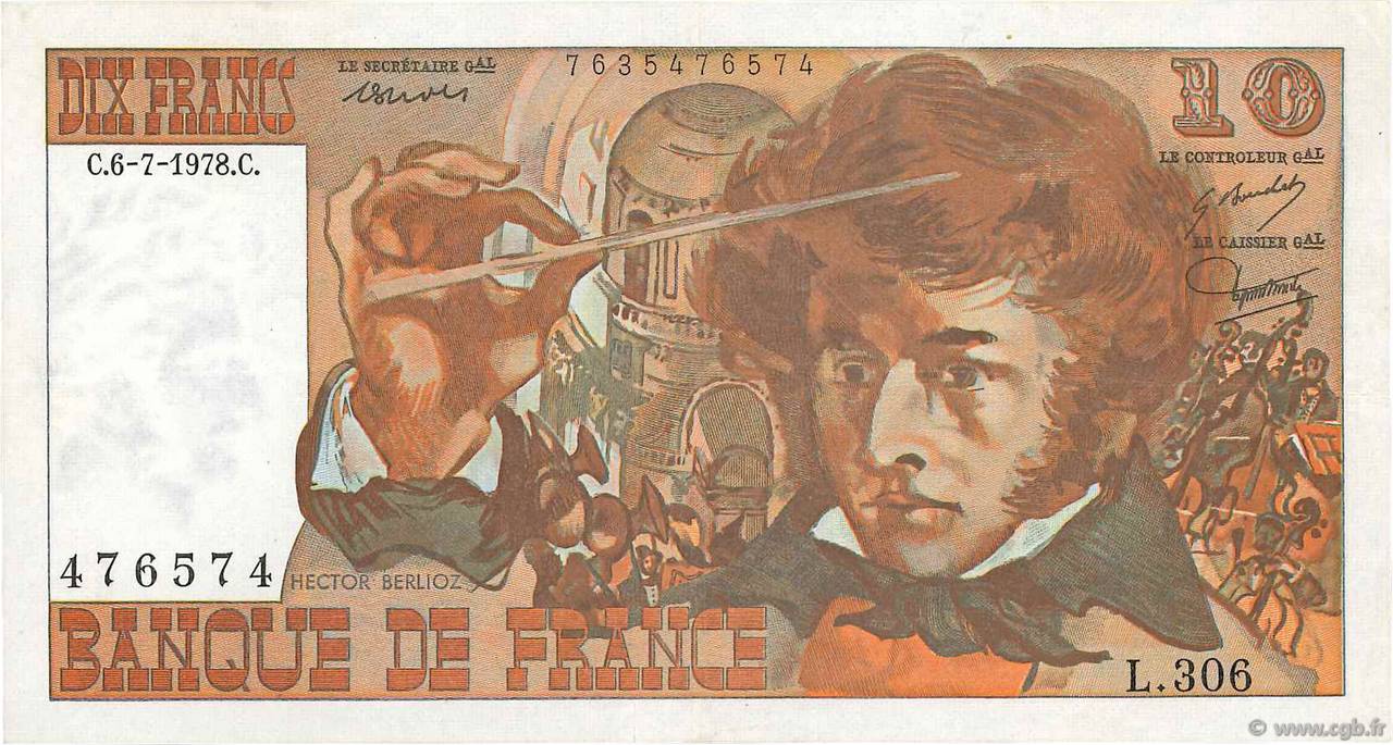 10 Francs BERLIOZ FRANCE  1978 F.63.25 pr.SUP
