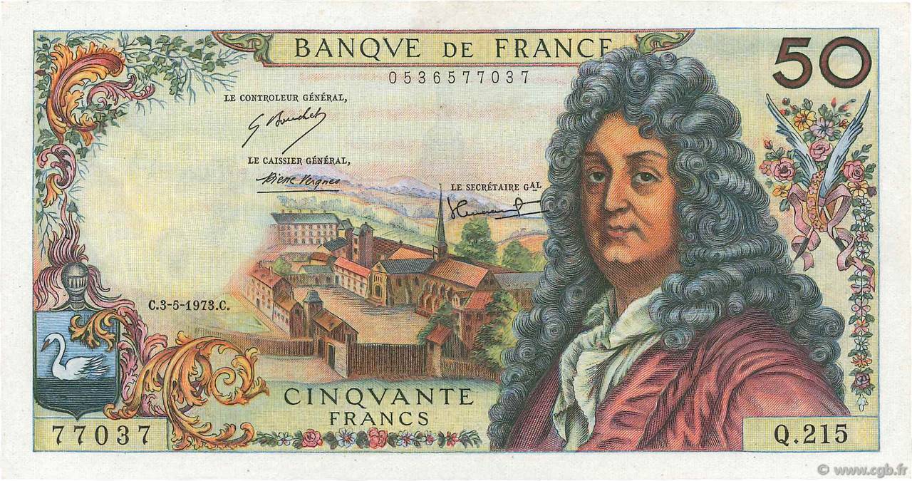 50 Francs RACINE FRANCE  1973 F.64.23 AU-