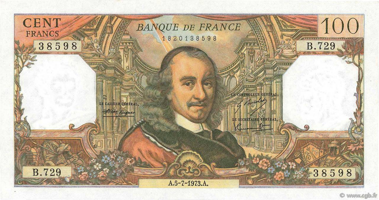 100 Francs CORNEILLE FRANCE  1973 F.65.43 pr.NEUF